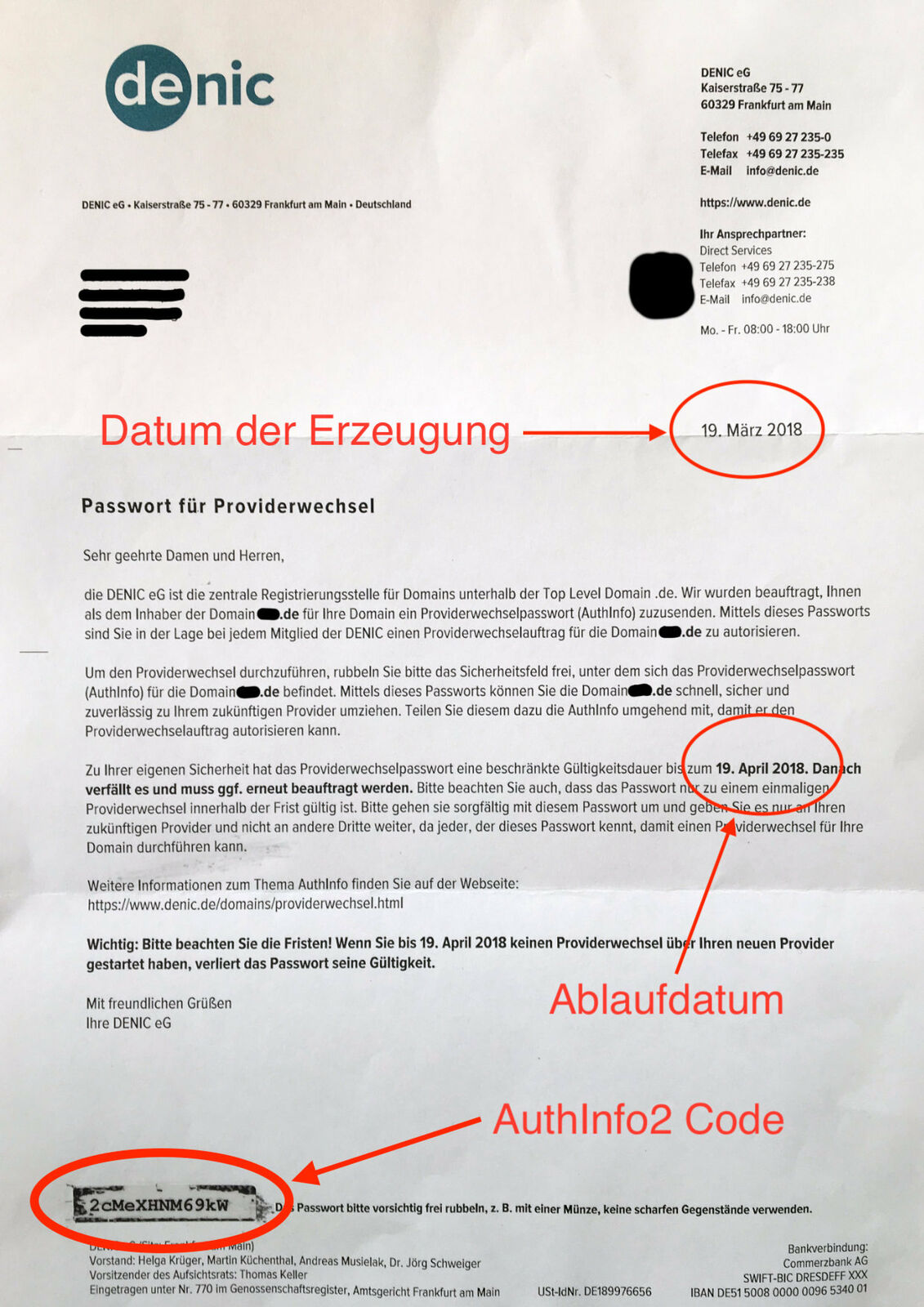 Authinfo2 Brief der DENIC
