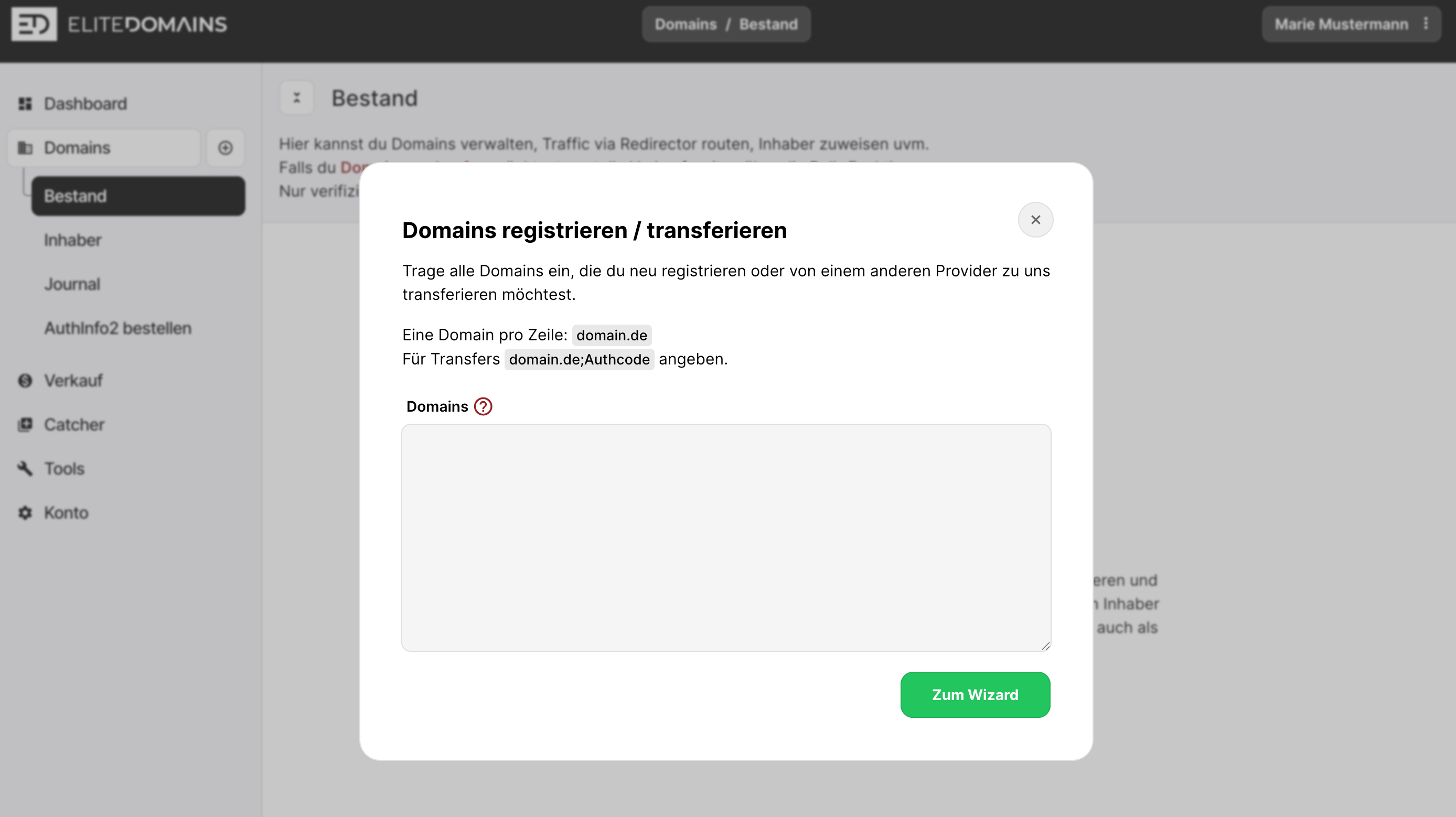 Domain bestellen - Schritt 1 - Domains eintragen