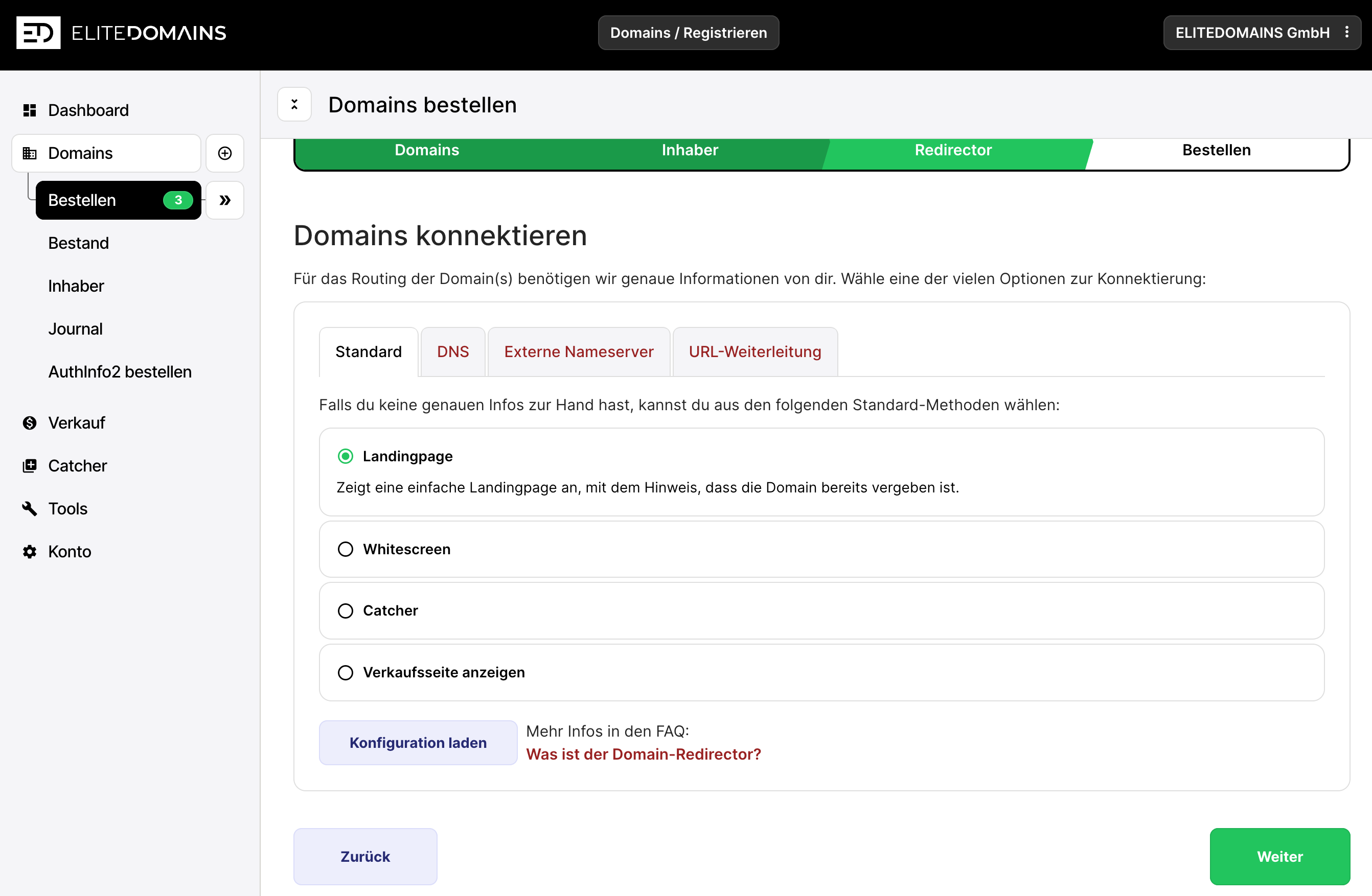 Domains bestellen - Schritt 5 - Domains konnektieren
