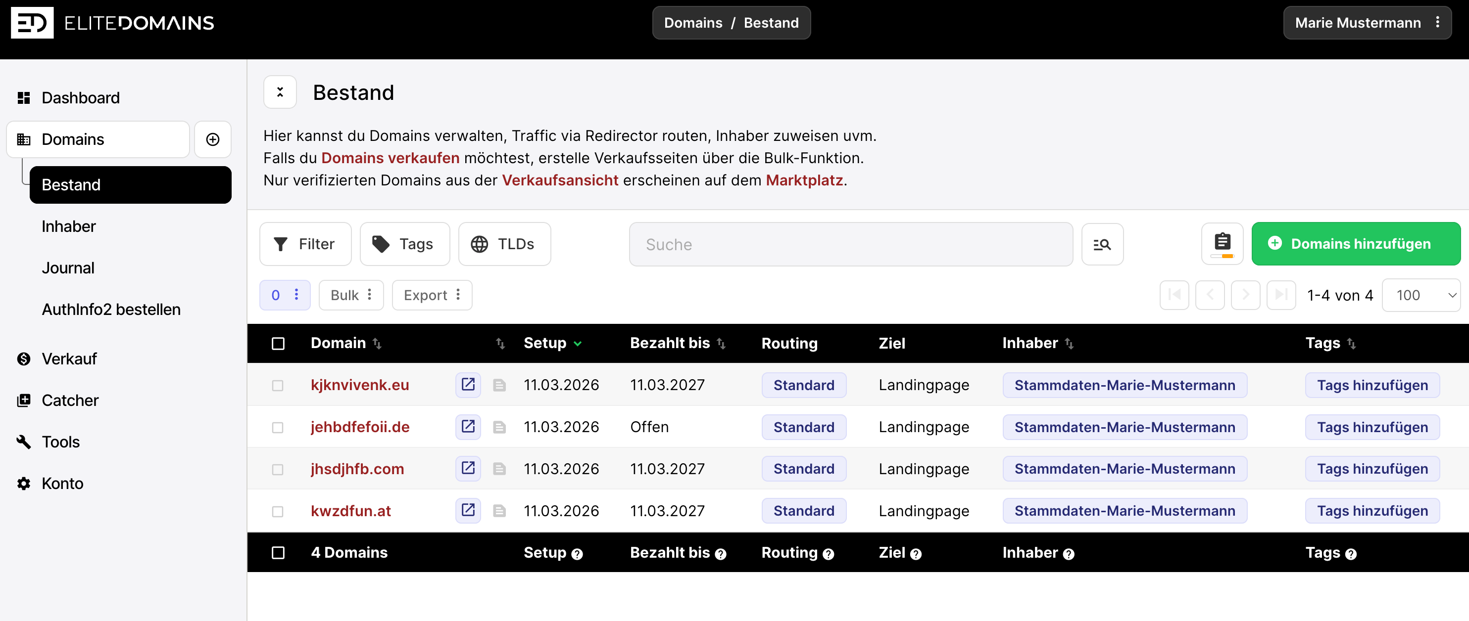 Domains bestellen - Schritt 7 - Domains verwalten